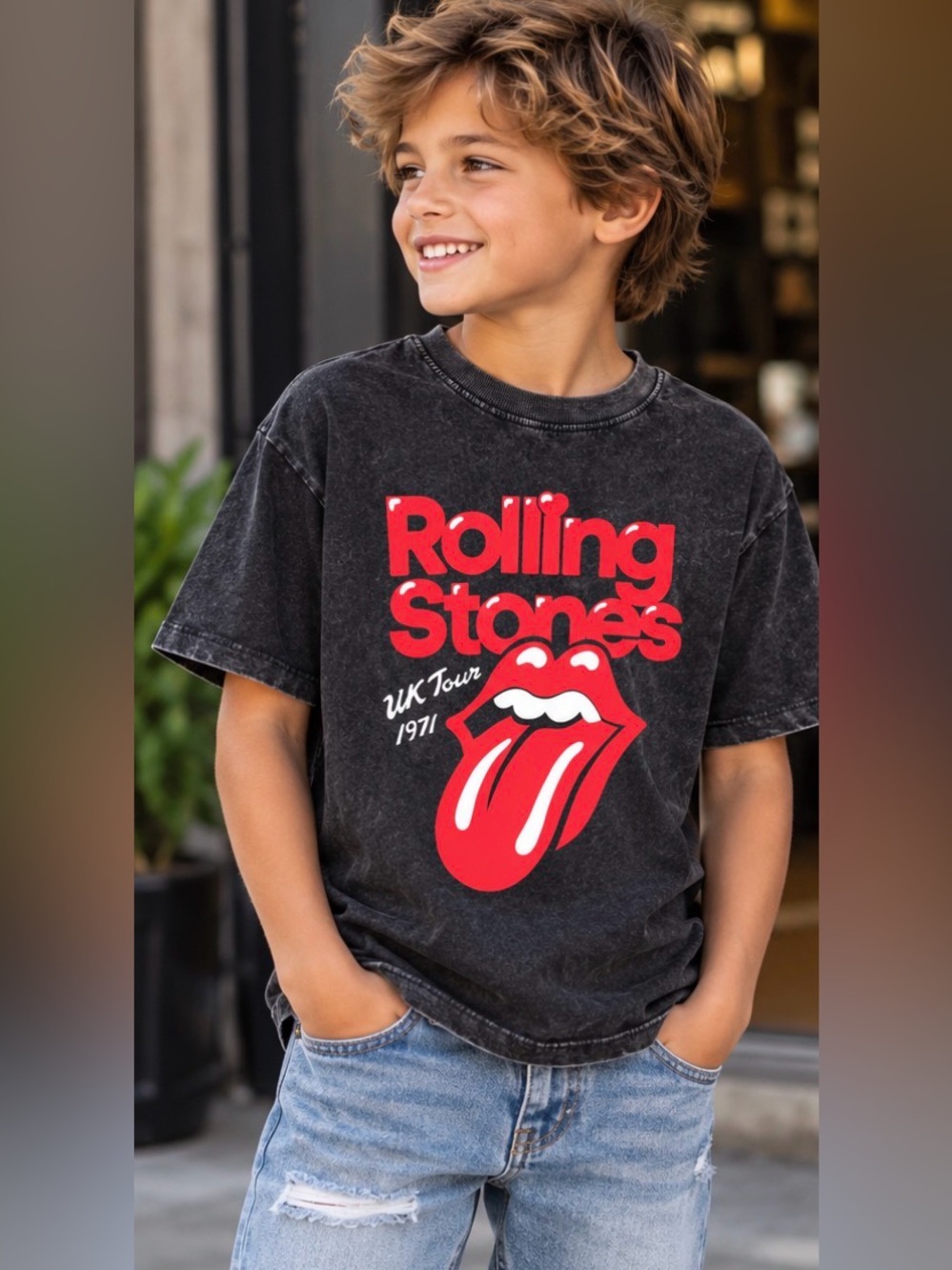Zara Kids Rolling Stones UK Tour 1971 Graphic Washed T-Shirt